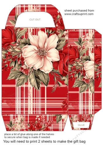 Red floral plaid gift bag 2