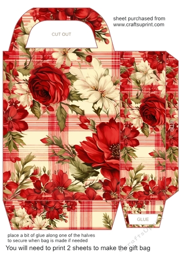 Red floral plaid gift bag 8