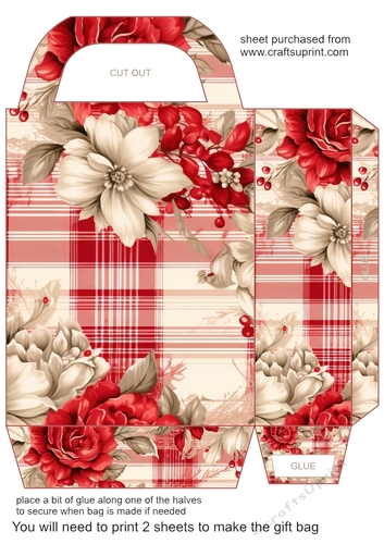 Red floral plaid gift bag 9