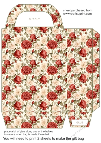 Red and cream rose gift bag 1