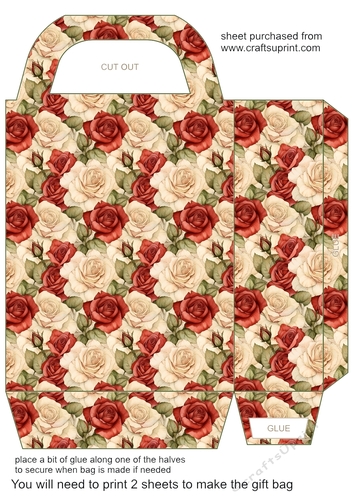 Red and cream rose gift bag 2