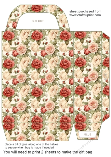 Red and cream rose gift bag 4