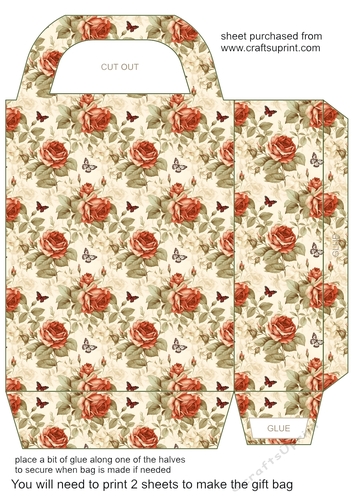 Red and cream rose gift bag 6