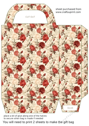 Red and cream rose gift bag 7