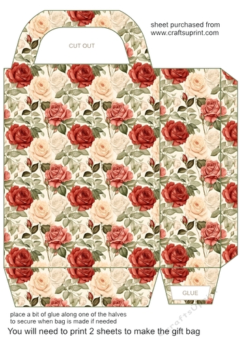 Red and cream rose gift bag 9