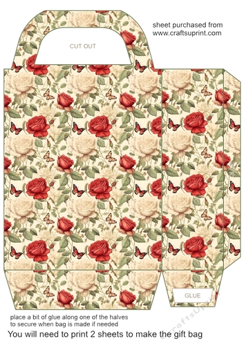 Red and cream rose gift bag 11