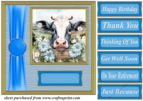 Blue fence farm animal card front 6