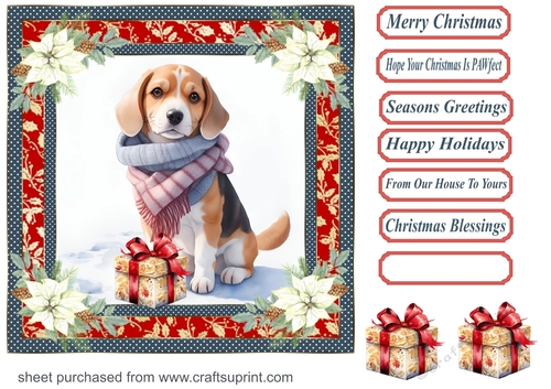 Wrapped up for Christmas pup card front 3