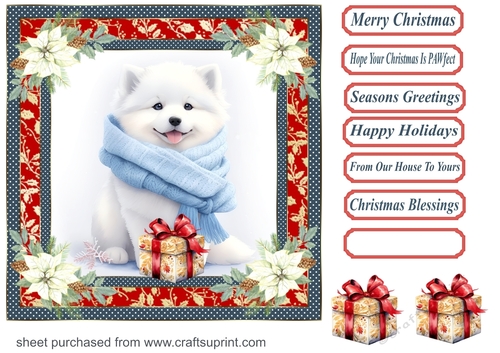 Wrapped up for Christmas pup card front 4