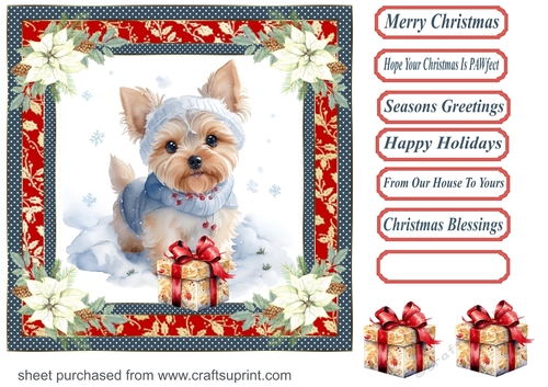 Wrapped up for Christmas pup card front 5