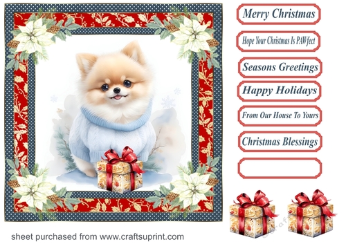 Wrapped up for Christmas pup card front 6