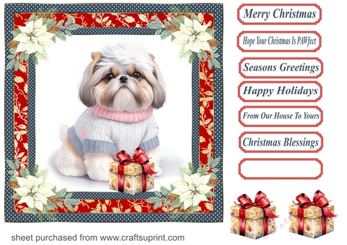 Wrapped up for Christmas pup card front 7