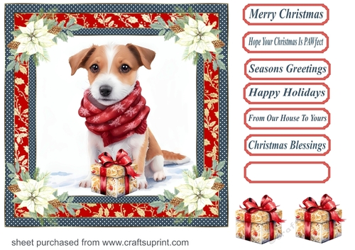 Wrapped up for Christmas pup card front 9