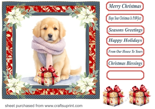 Wrapped up for Christmas pup card front 10