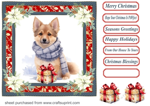 Wrapped up for Christmas pup card front 11