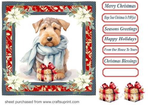 Wrapped up for Christmas pup card front 12