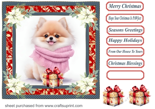 Wrapped up for Christmas pup card front 13