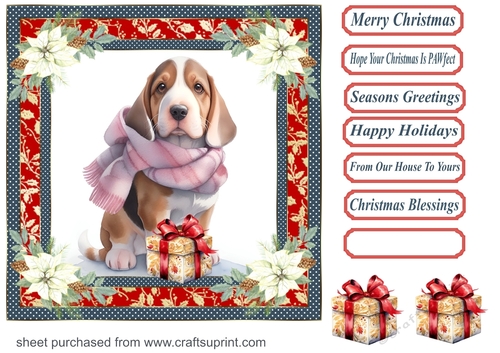 Wrapped up for Christmas pup card front 14