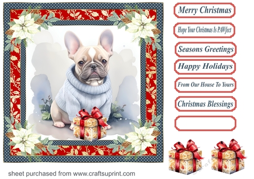 Wrapped up for Christmas pup card front 15