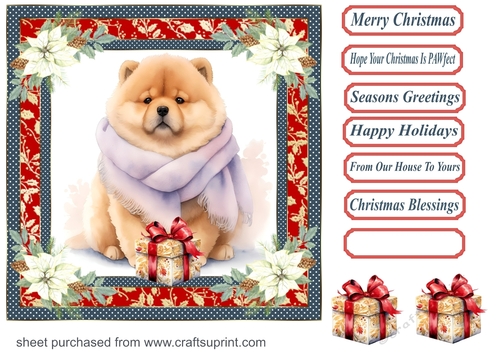 Wrapped up for Christmas pup card front 18