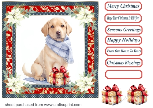 Wrapped up for Christmas pup card front 19