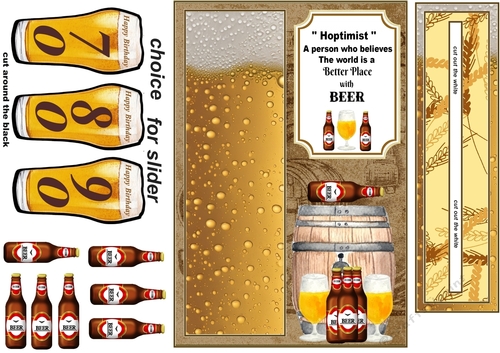 70/80/90 Hoptimist Beer Birthday penny slider card front