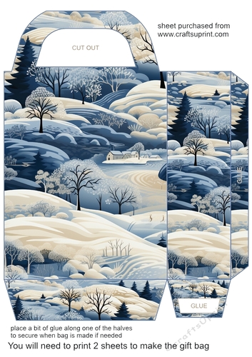 Blue Winter fields gift bag 13
