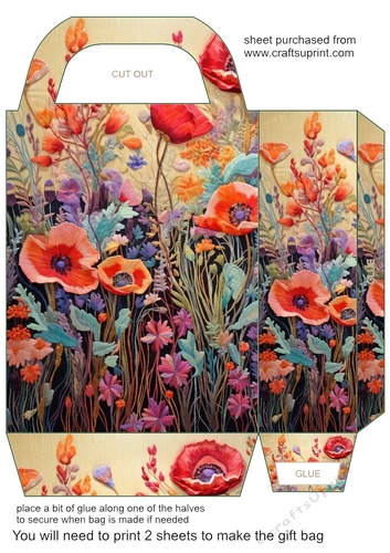 Embroidered poppies gift bag 1
