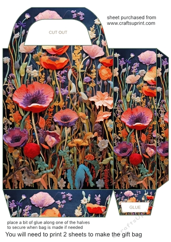 Embroidered poppies gift bag 4