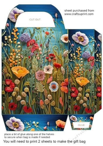 Embroidered poppies gift bag 5