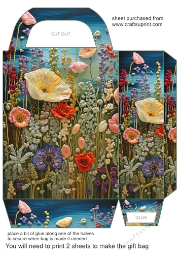 Embroidered poppies gift bag 6