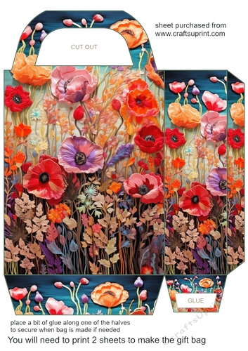 Embroidered poppies gift bag 7
