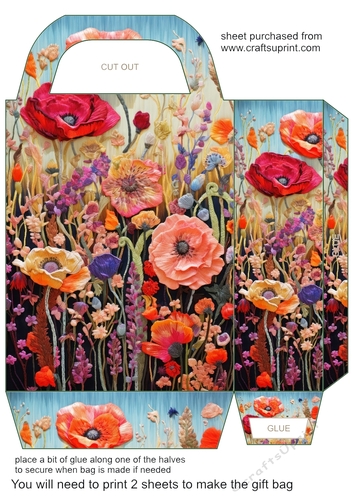 Embroidered poppies gift bag 8