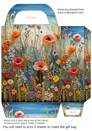 Embroidered poppies gift bag 9