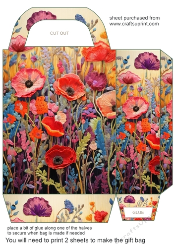 Embroidered poppies gift bag 10