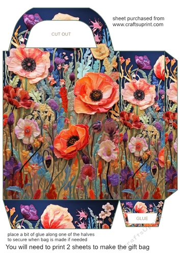 Embroidered poppies gift bag 11