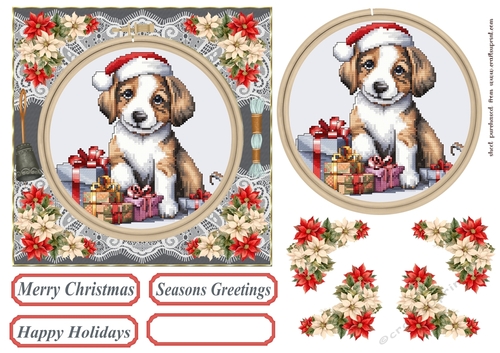 Faux Cross stitch Christmas card front 3