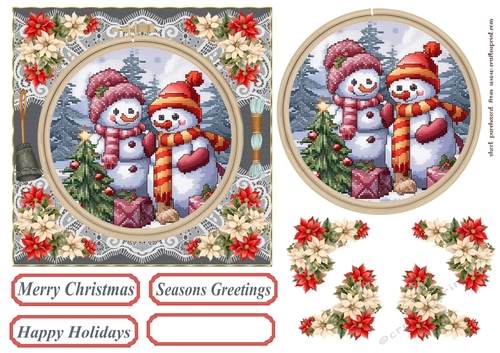 Faux Cross stitch Christmas card front 4