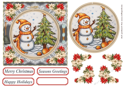 Faux Cross stitch Christmas card front 5