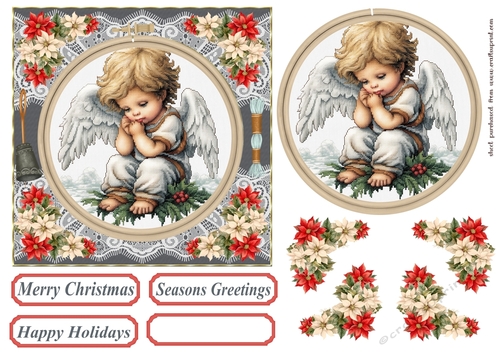 Faux Cross stitch Christmas card front 7