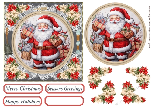 Faux Cross stitch Christmas card front 8