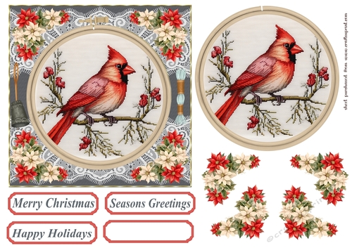 Faux Cross stitch Christmas card front 12