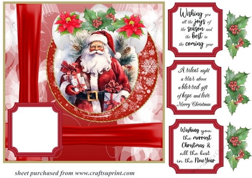 Red Christmas Santa card front 1
