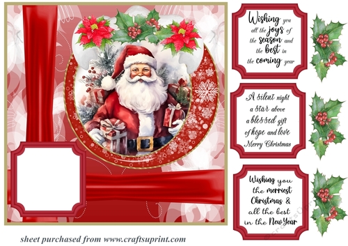 Red Christmas Santa card front 2