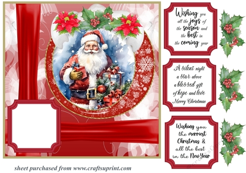 Red Christmas Santa card front 3