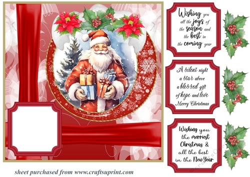 Red Christmas Santa card front 4