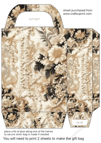 Black and cream pearl gift bag 1