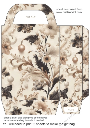Black and cream pearl gift bag 2