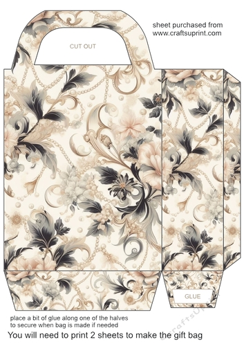Black and cream pearl gift bag 3