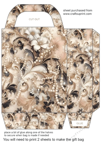 Black and cream pearl gift bag 5
